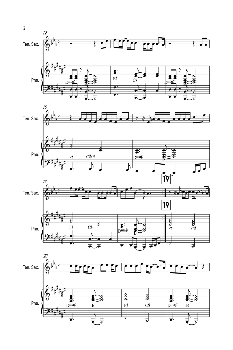Holy Holy Tenor Saxophone scores gallery preview page 2