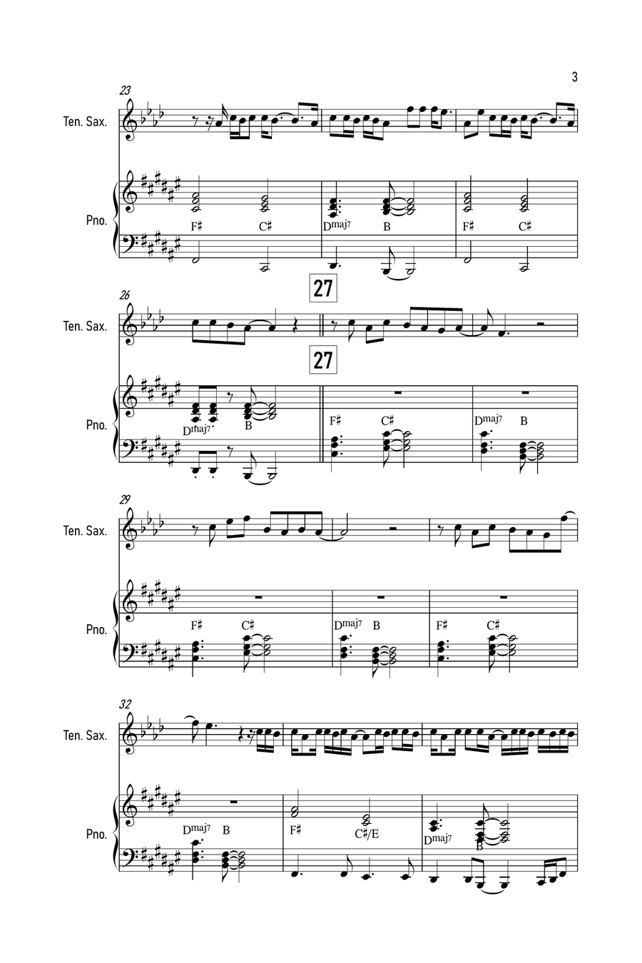 Holy Holy Tenor Saxophone scores gallery preview page 3