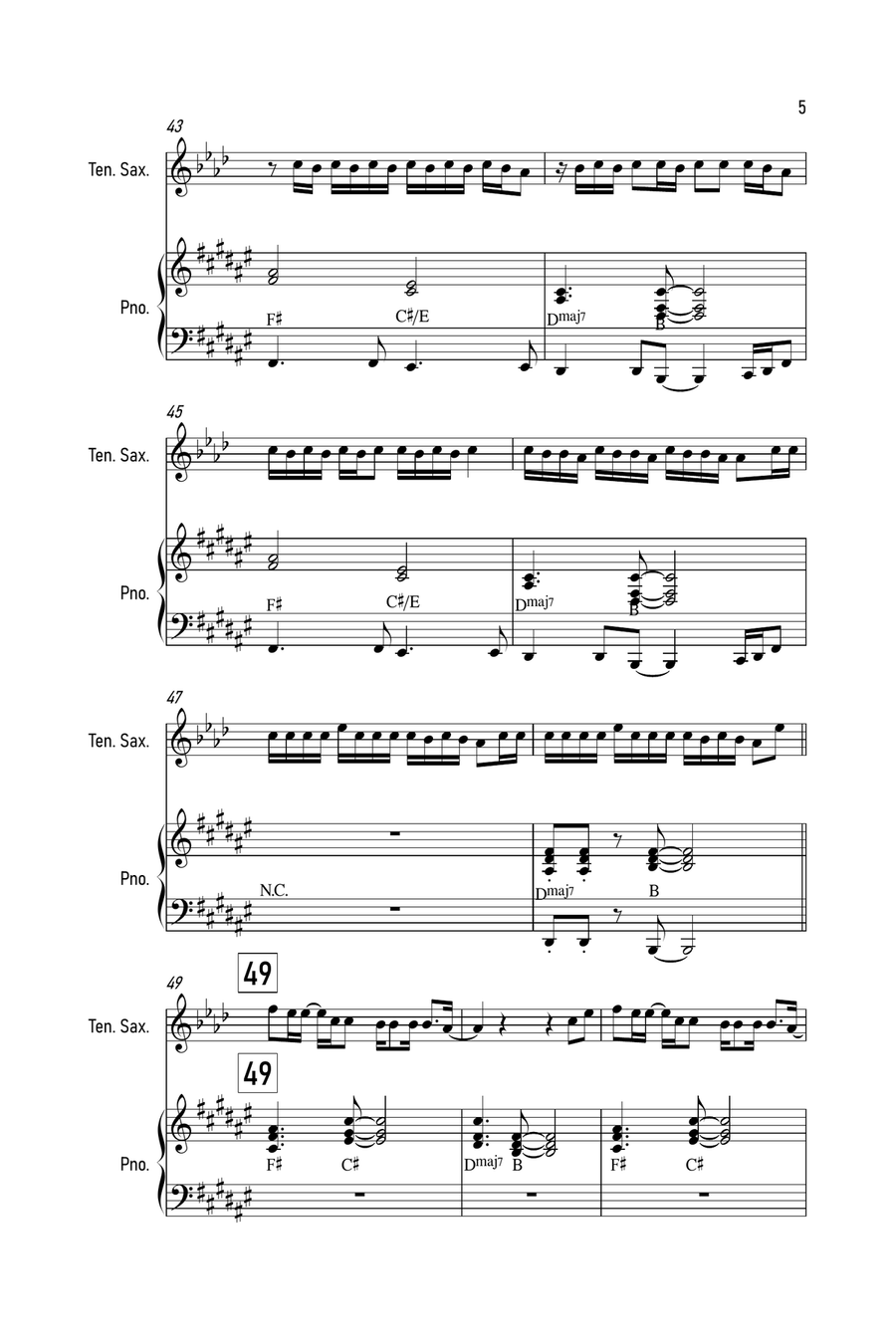 Holy Holy Tenor Saxophone scores gallery preview page 5