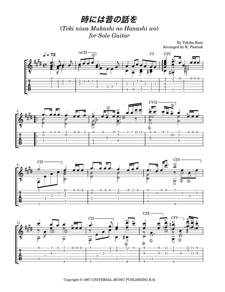 Tokiniwa Mukashino Hanashiwo Acoustic Guitar scores gallery preview page 3