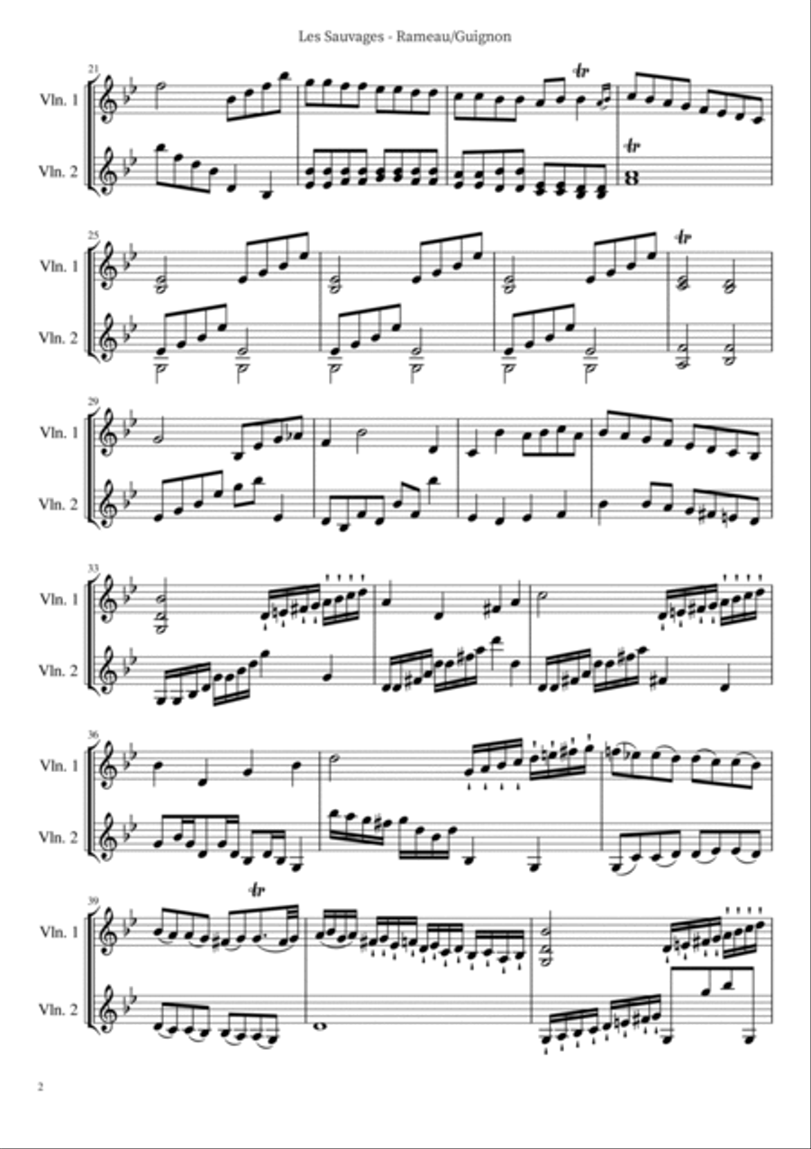 Les Sauvages (Dance of the Peace Pipe) - Rameau - Advanced Violin Duo String Duet scores gallery preview page 4