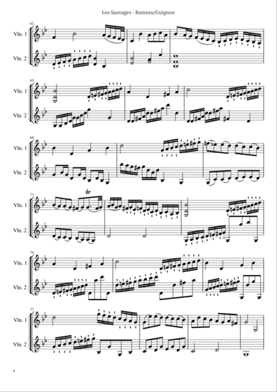 Les Sauvages (Dance of the Peace Pipe) - Rameau - Advanced Violin Duo String Duet scores gallery preview page 6