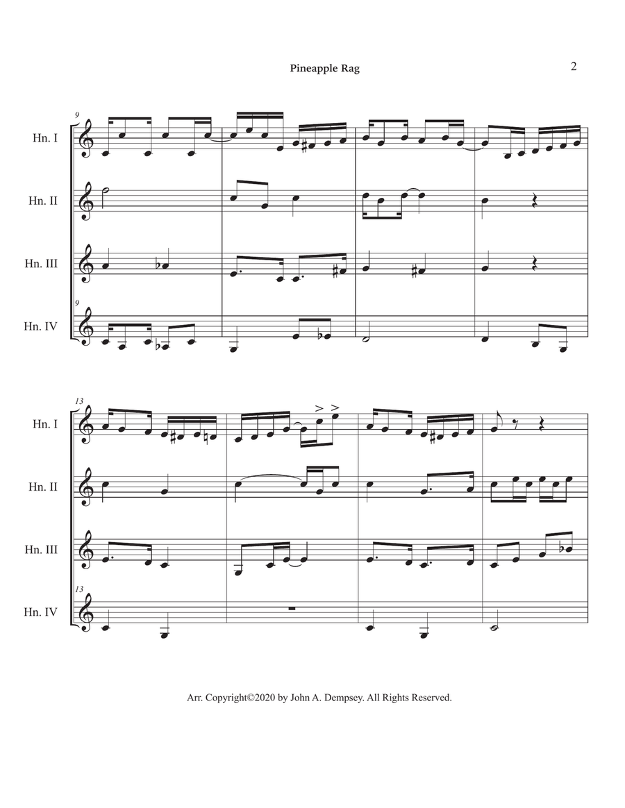 Pineapple Rag (Horn in F Quartet) Brass Quartet scores gallery preview page 6