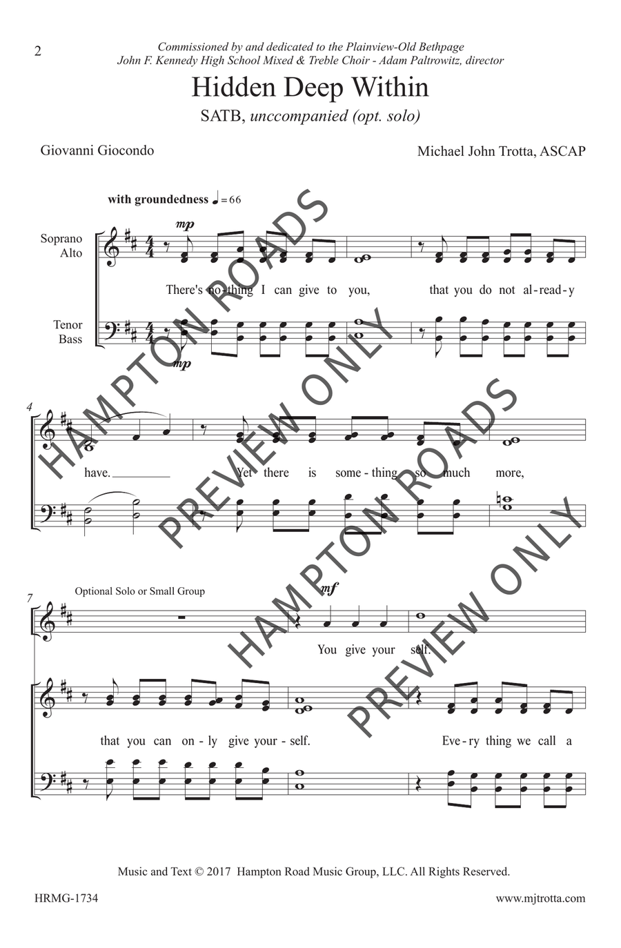 Hidden Deep Within (SATB) 4-Part scores gallery preview page 3