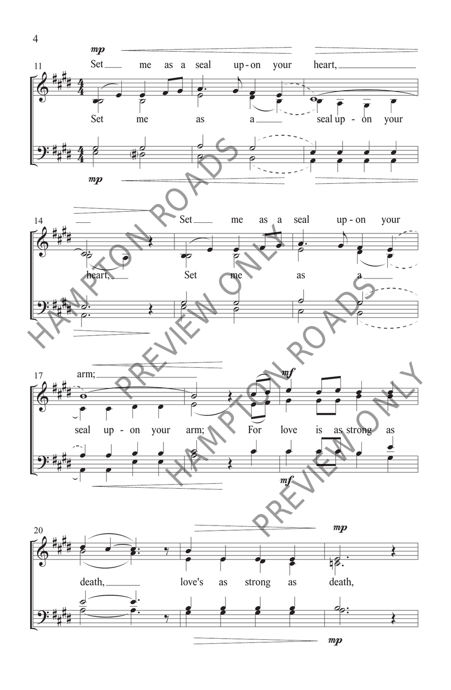 Set Me As a Seal A Cappella (SATB) 4-Part scores gallery preview page 5