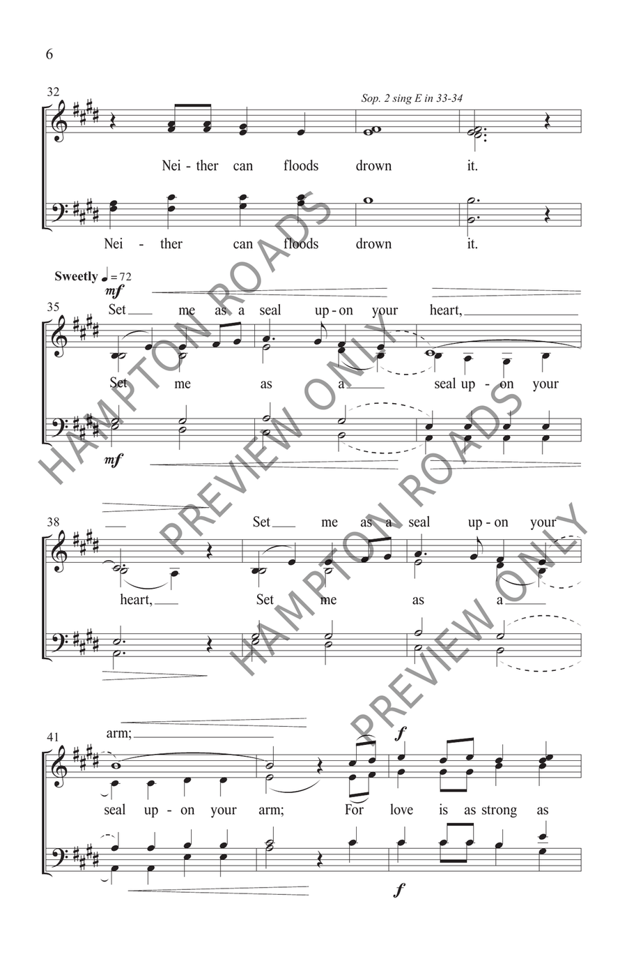 Set Me As a Seal A Cappella (SATB) 4-Part scores gallery preview page 7