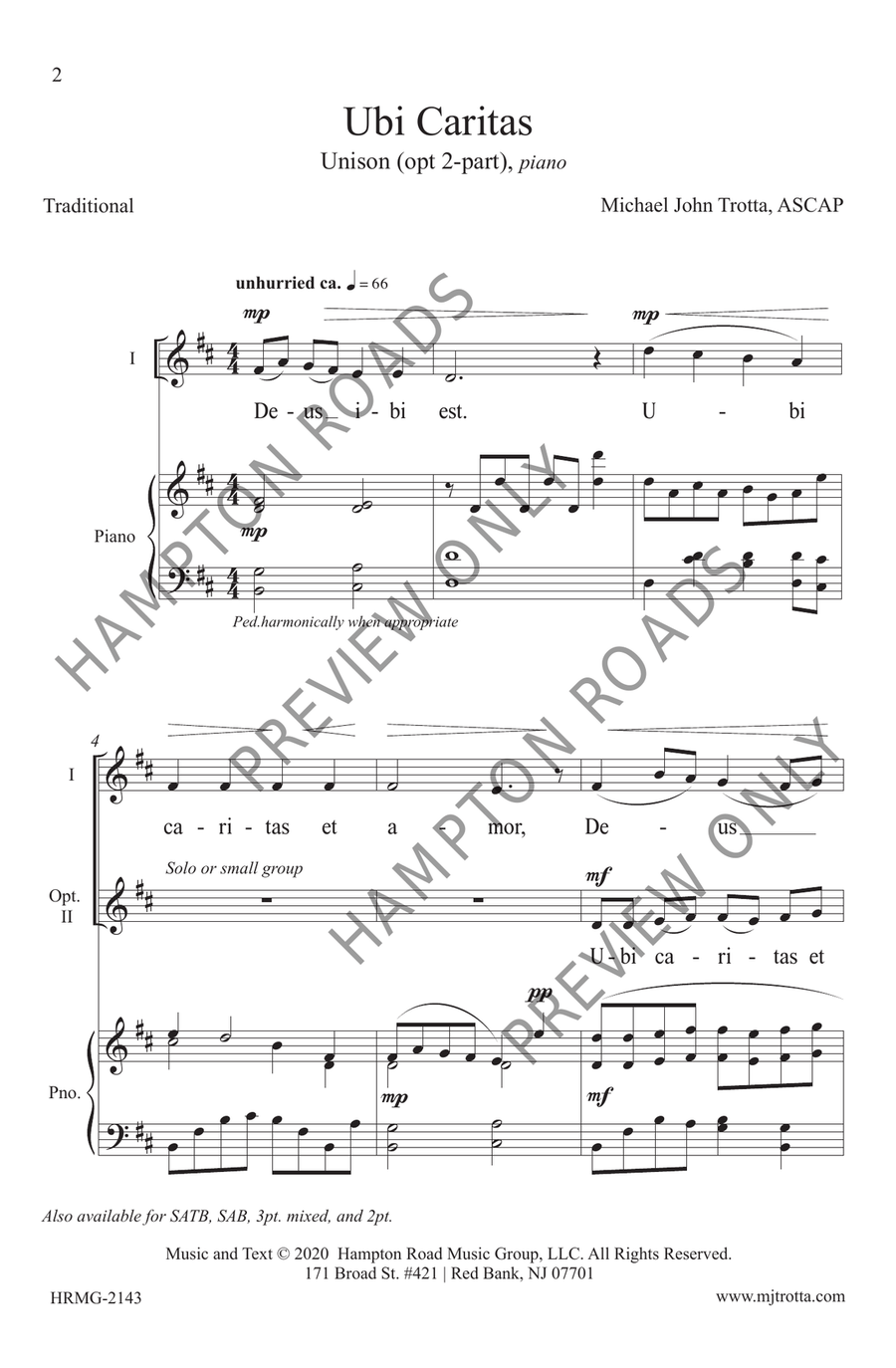 Ubi Caritas Ubi Caritas Unison Choir scores gallery preview page 3