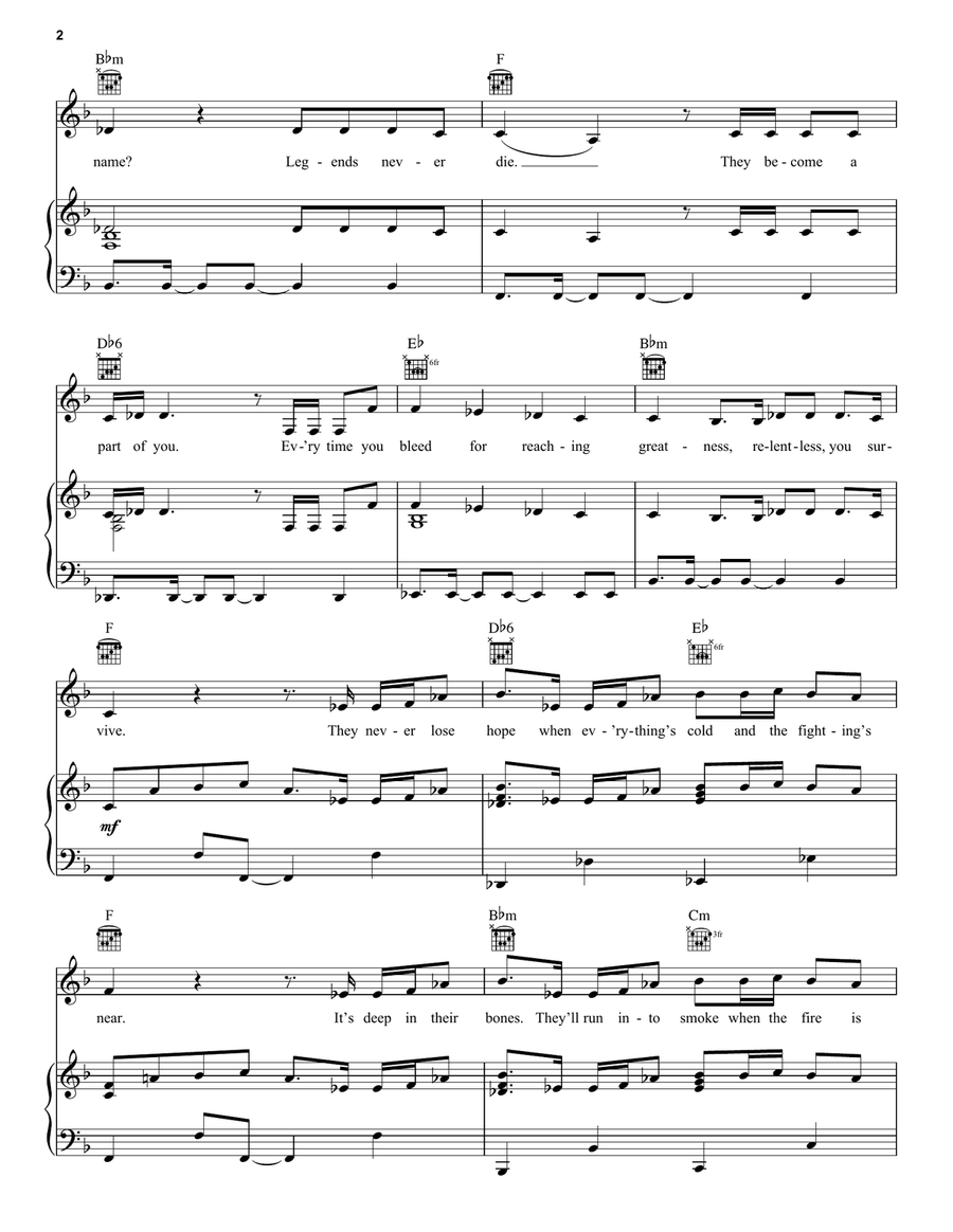 Legends Never Die (feat. Against The Current) Piano, Vocal, Guitar scores gallery preview page 2