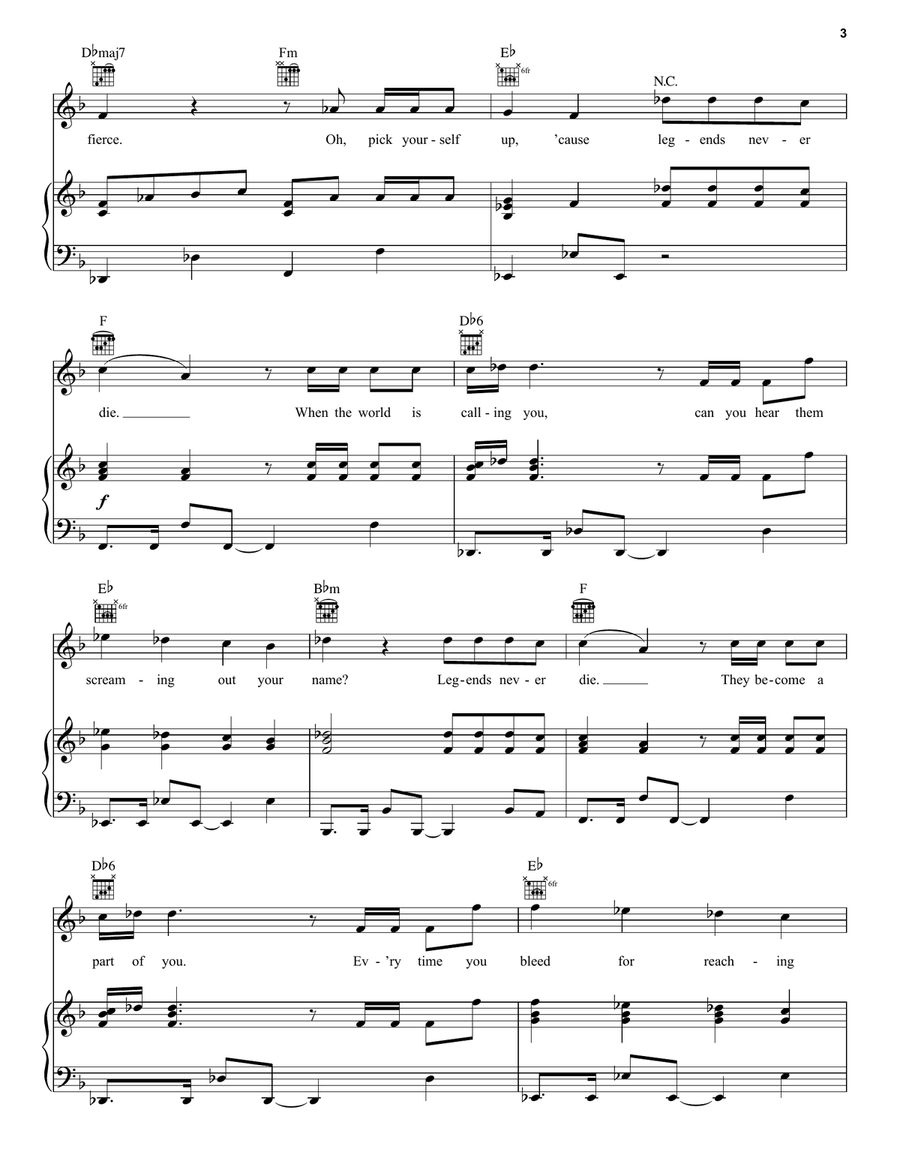 Legends Never Die (feat. Against The Current) Piano, Vocal, Guitar scores gallery preview page 3