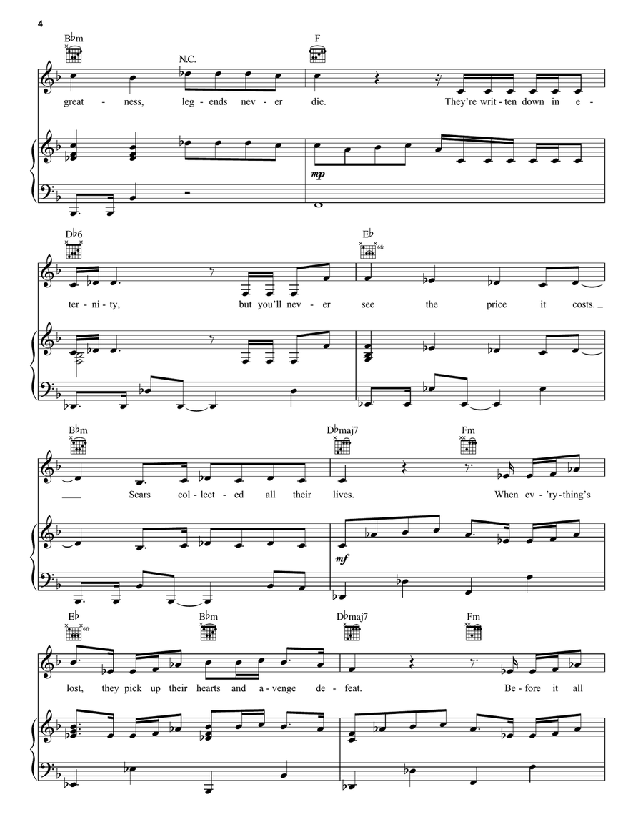 Legends Never Die (feat. Against The Current) Piano, Vocal, Guitar scores gallery preview page 4