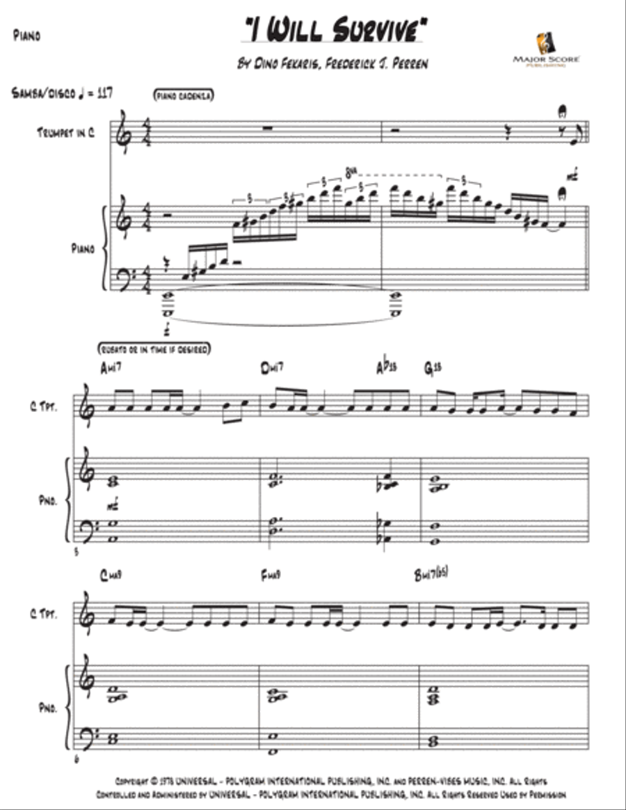 I Will Survive C Trumpet scores gallery preview page 6