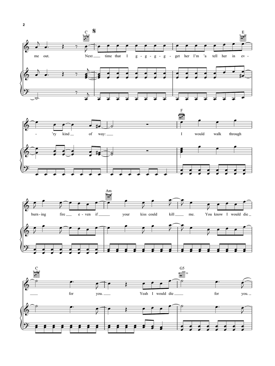 Die For You (feat. Dominic Fike) Piano, Vocal, Guitar scores gallery preview page 2