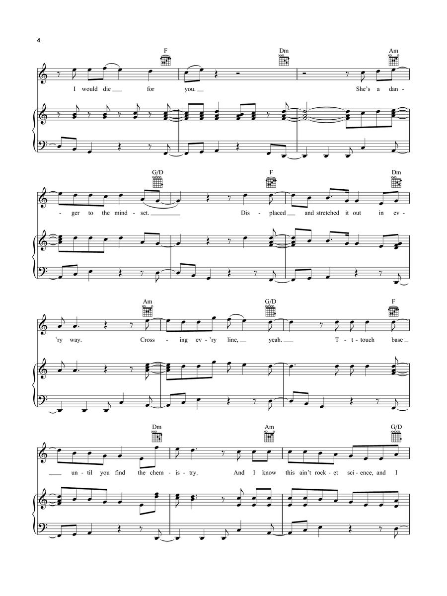 Die For You (feat. Dominic Fike) Piano, Vocal, Guitar scores gallery preview page 4