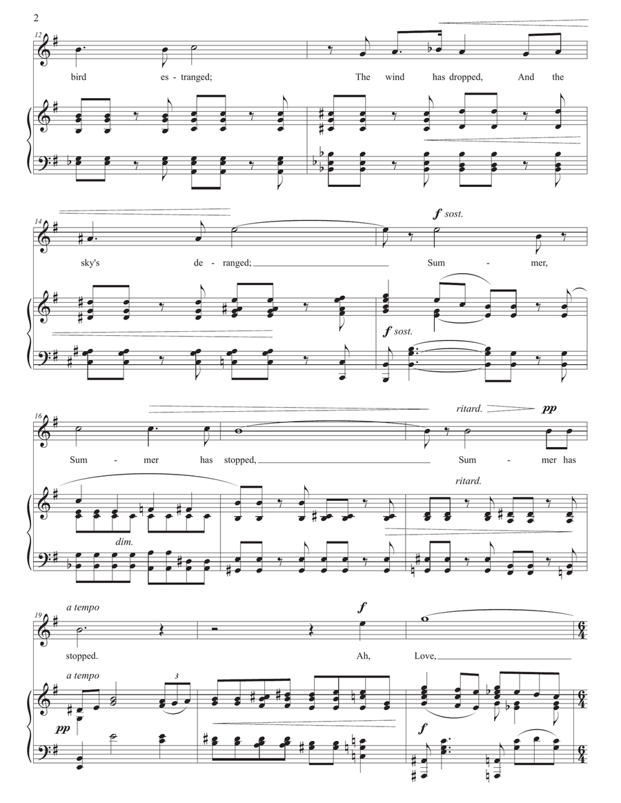 BEACH: Ah, Love, but a day! Op. 44 no. 2 (transposed to E minor) Piano, Vocal scores gallery preview page 3