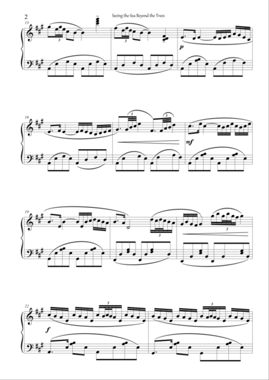 Seeing the Sea Beyond the Trees Piano Solo scores gallery preview page 3