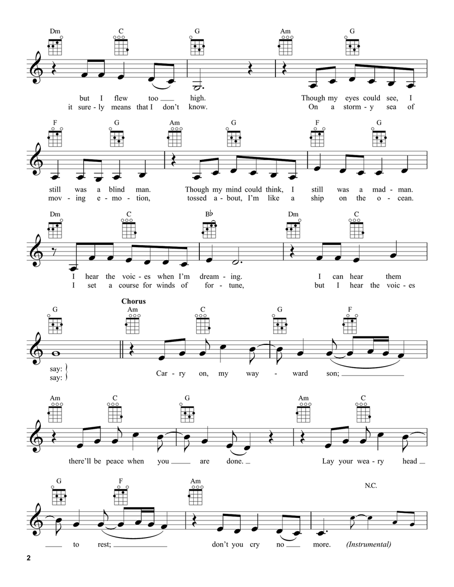 Carry On Wayward Son Carry On Wayward Son Ukulele scores gallery preview page 2