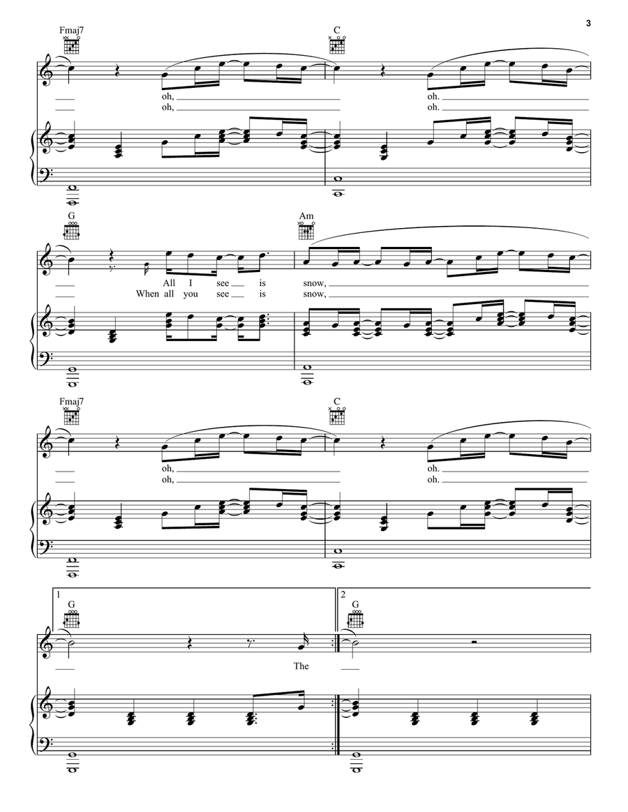All I See Is Snow All I See Is Snow Piano, Vocal, Guitar scores gallery preview page 3