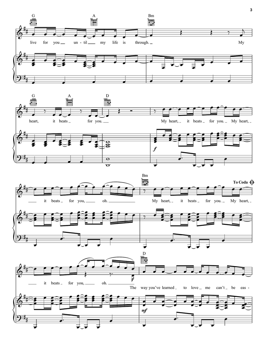 My Heart Beats For You My Heart Beats For You Piano, Vocal, Guitar scores gallery preview page 3
