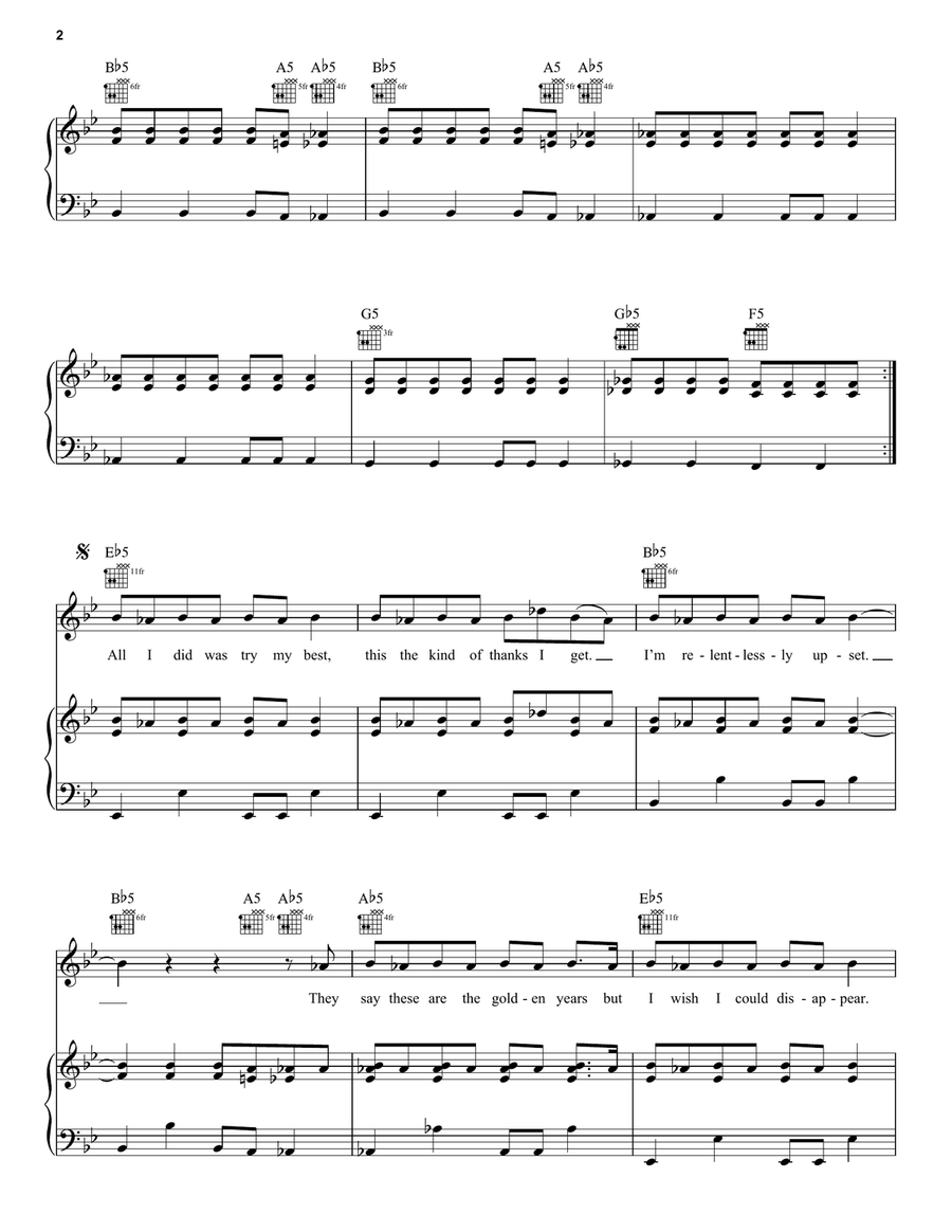 brutal brutal Piano, Vocal, Guitar scores gallery preview page 2