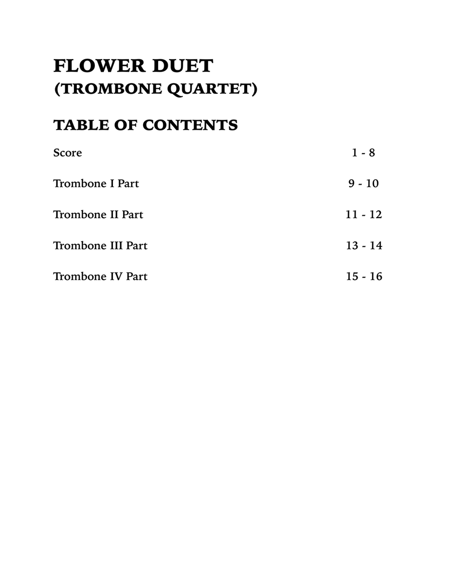 Flower Duet (Trombone Quartet) Brass Quartet scores gallery preview page 4
