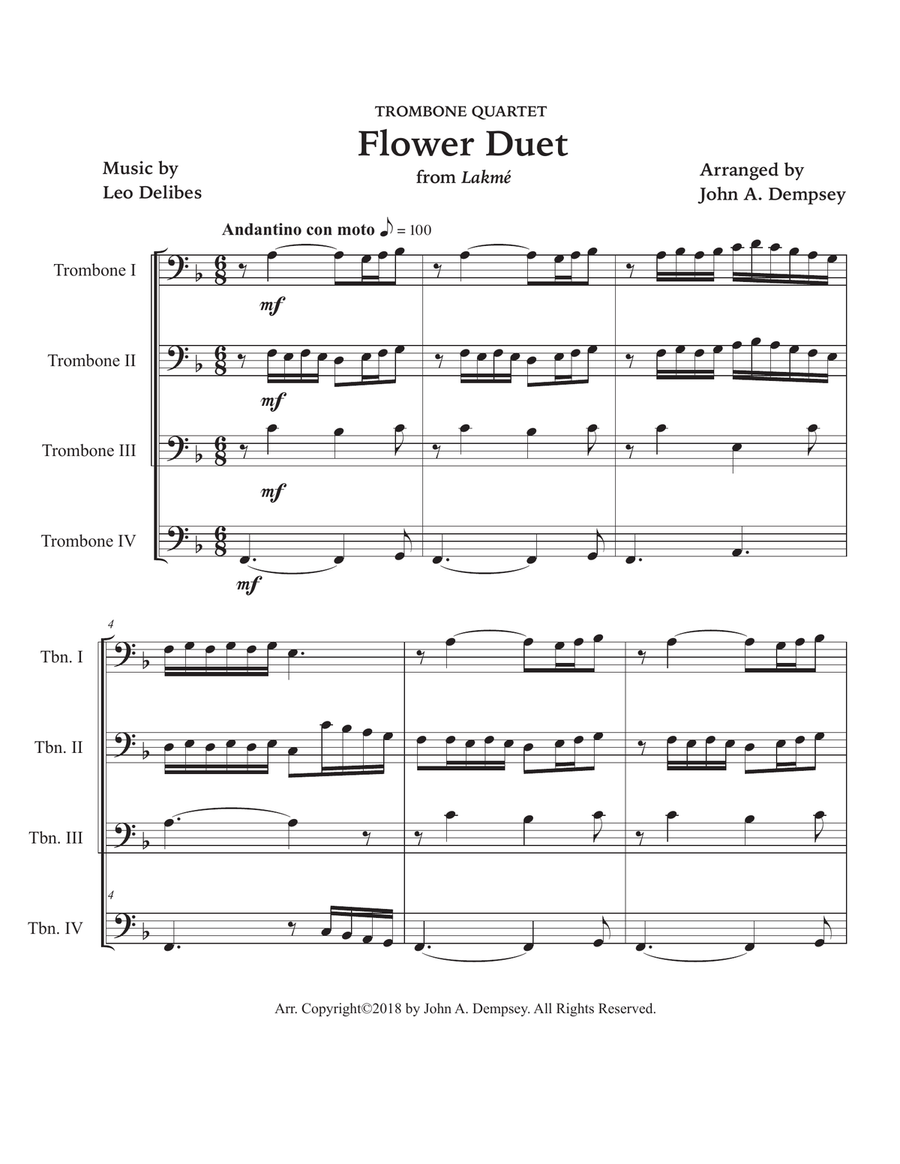 Flower Duet (Trombone Quartet) Brass Quartet scores gallery preview page 5