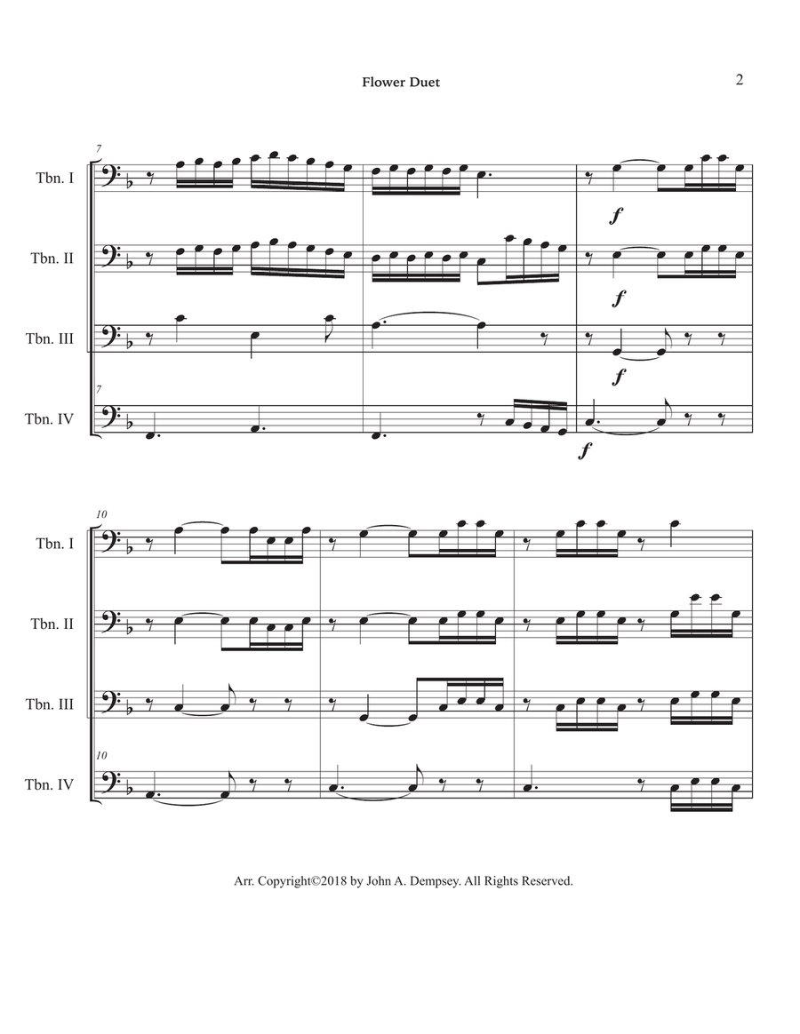 Flower Duet (Trombone Quartet) Brass Quartet scores gallery preview page 6