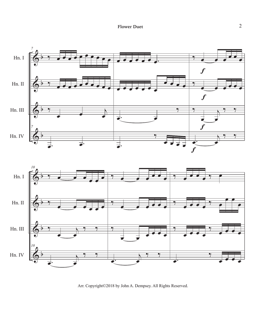 Flower Duet (Horn in F Quartet) Brass Quartet scores gallery preview page 6