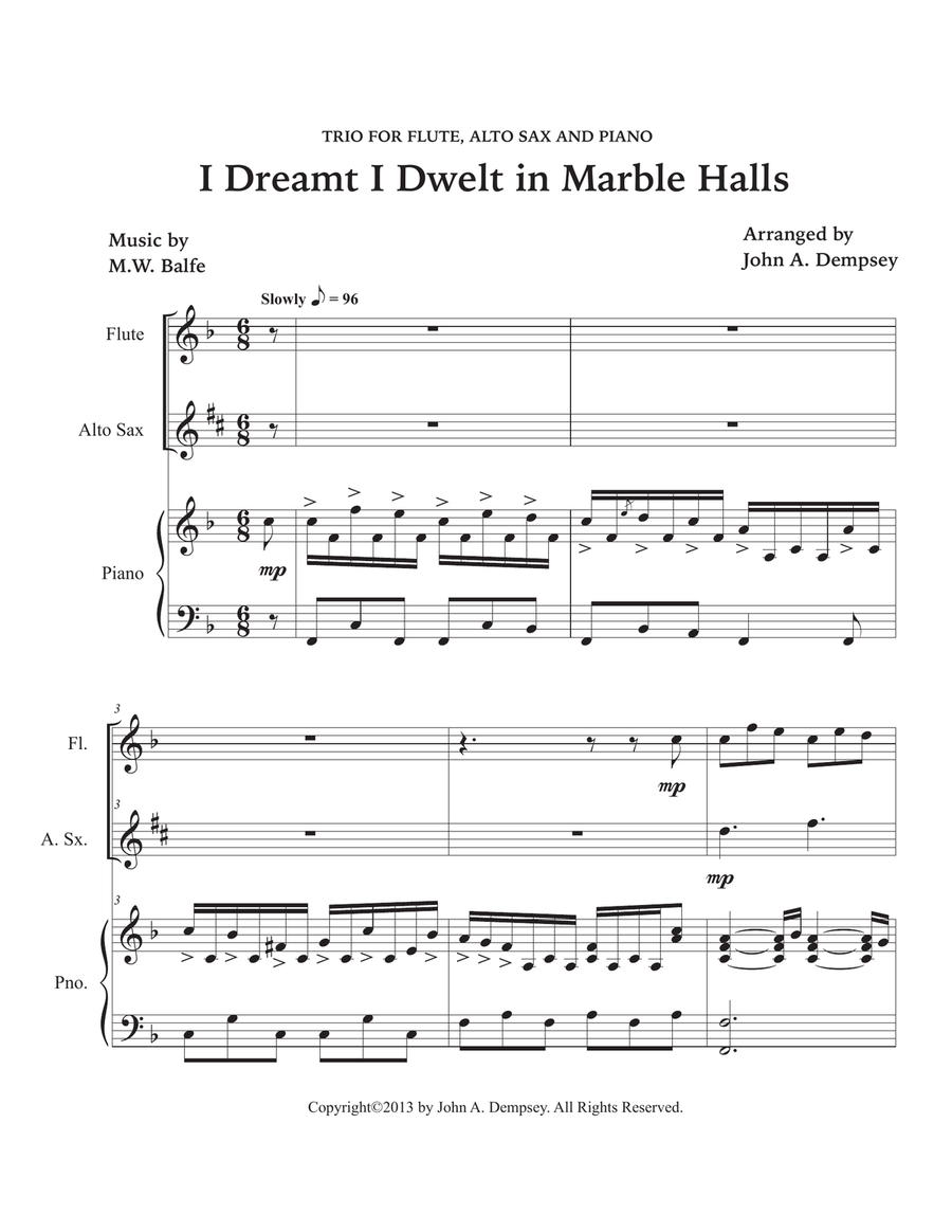 Marble Halls (Trio for Flute, Alto Sax and Piano) Small Ensemble scores gallery preview page 5