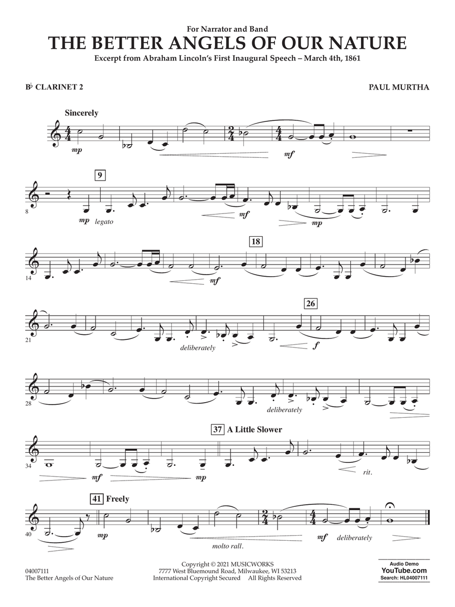The Better Angels of Our Nature - Bb Clarinet 2 Concert Band scores gallery preview page 1