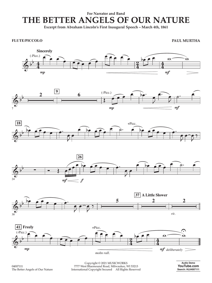 The Better Angels of Our Nature - Flute/Piccolo Concert Band scores gallery preview page 1