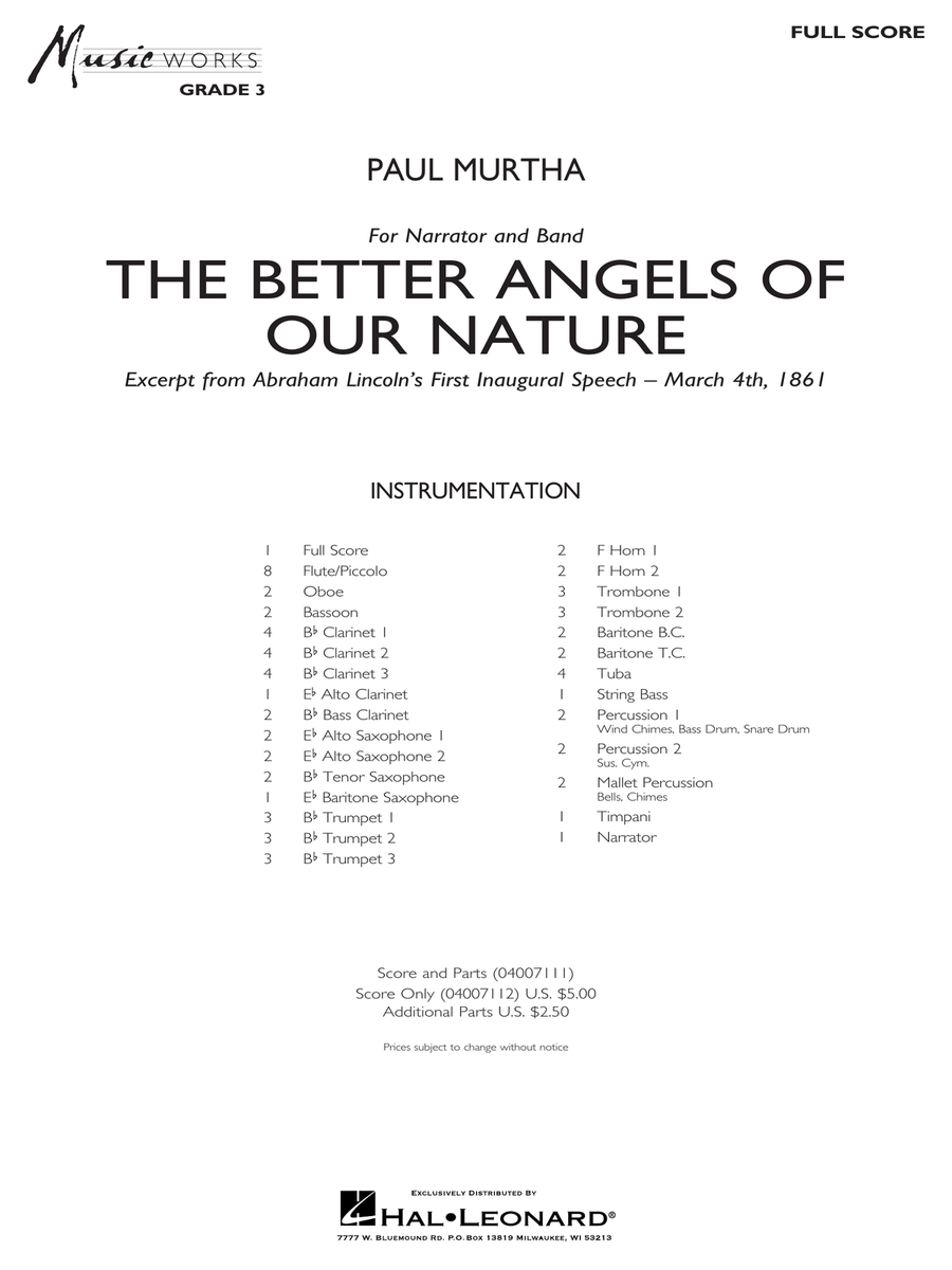 The Better Angels of Our Nature - Conductor Score (Full Score) Concert Band scores gallery preview page 1