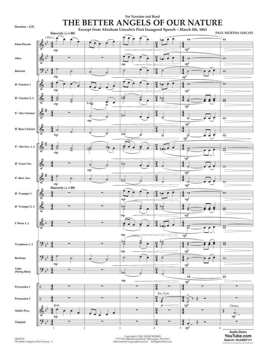 The Better Angels of Our Nature - Conductor Score (Full Score) Concert Band scores gallery preview page 3