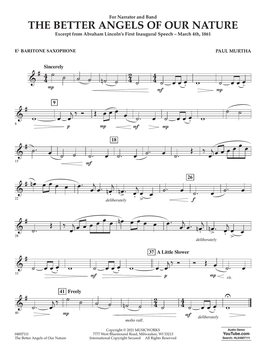 The Better Angels of Our Nature - Eb Baritone Saxophone Concert Band scores gallery preview page 1