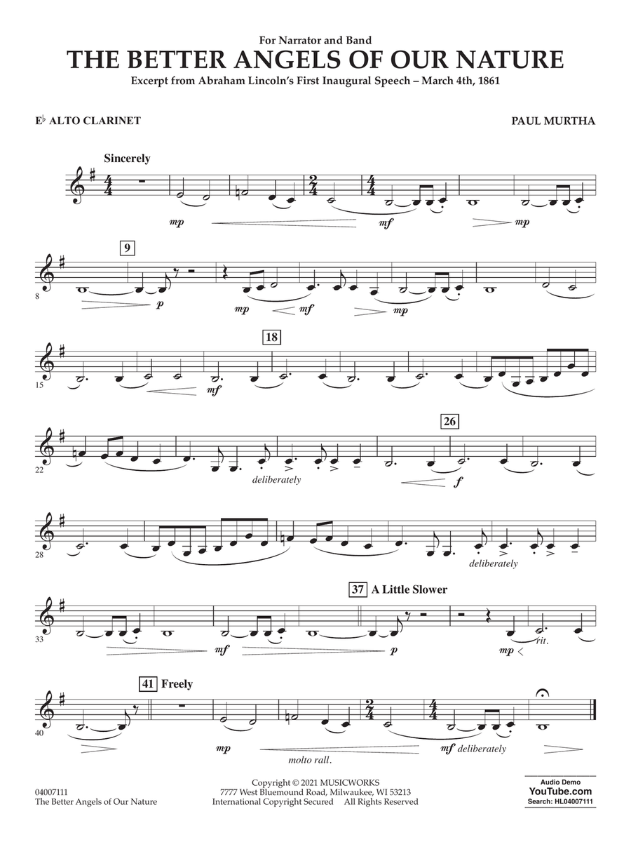 The Better Angels of Our Nature - Eb Alto Clarinet Concert Band scores gallery preview page 1