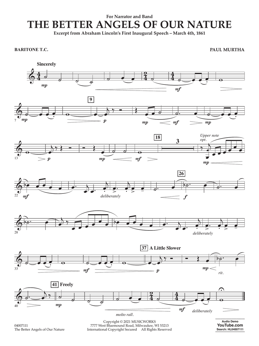 The Better Angels of Our Nature - Baritone T.C. Concert Band scores gallery preview page 1