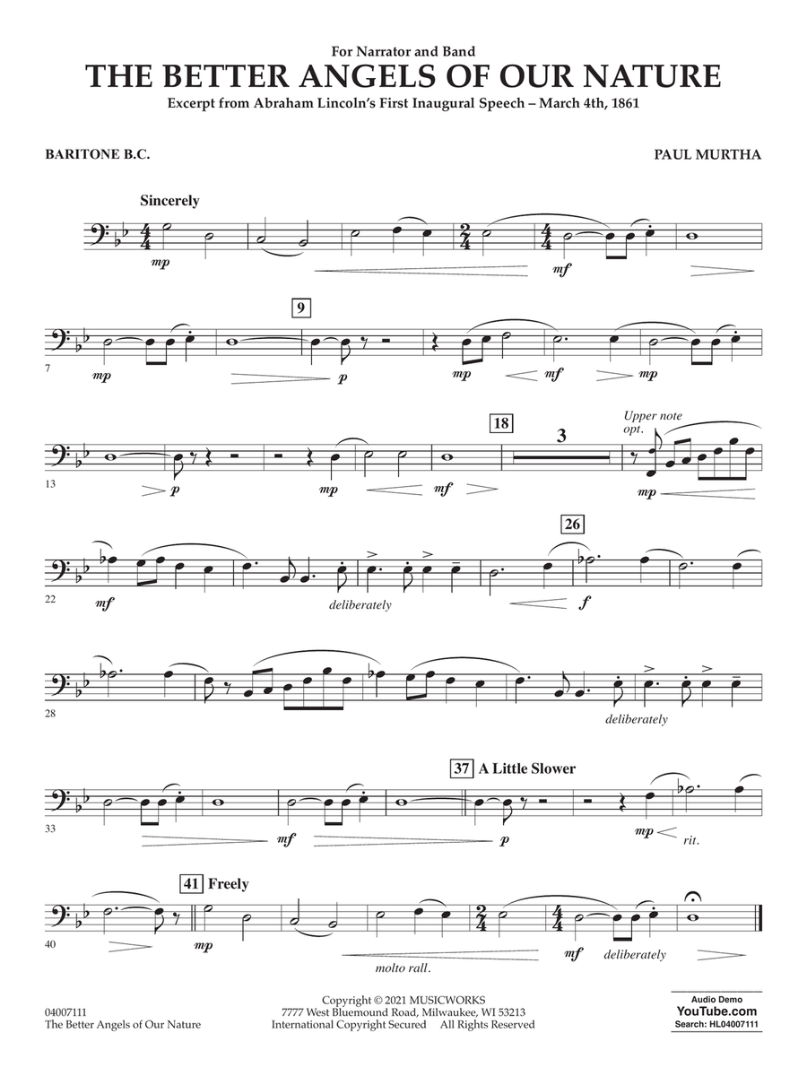 The Better Angels of Our Nature - Baritone B.C. Concert Band scores gallery preview page 1