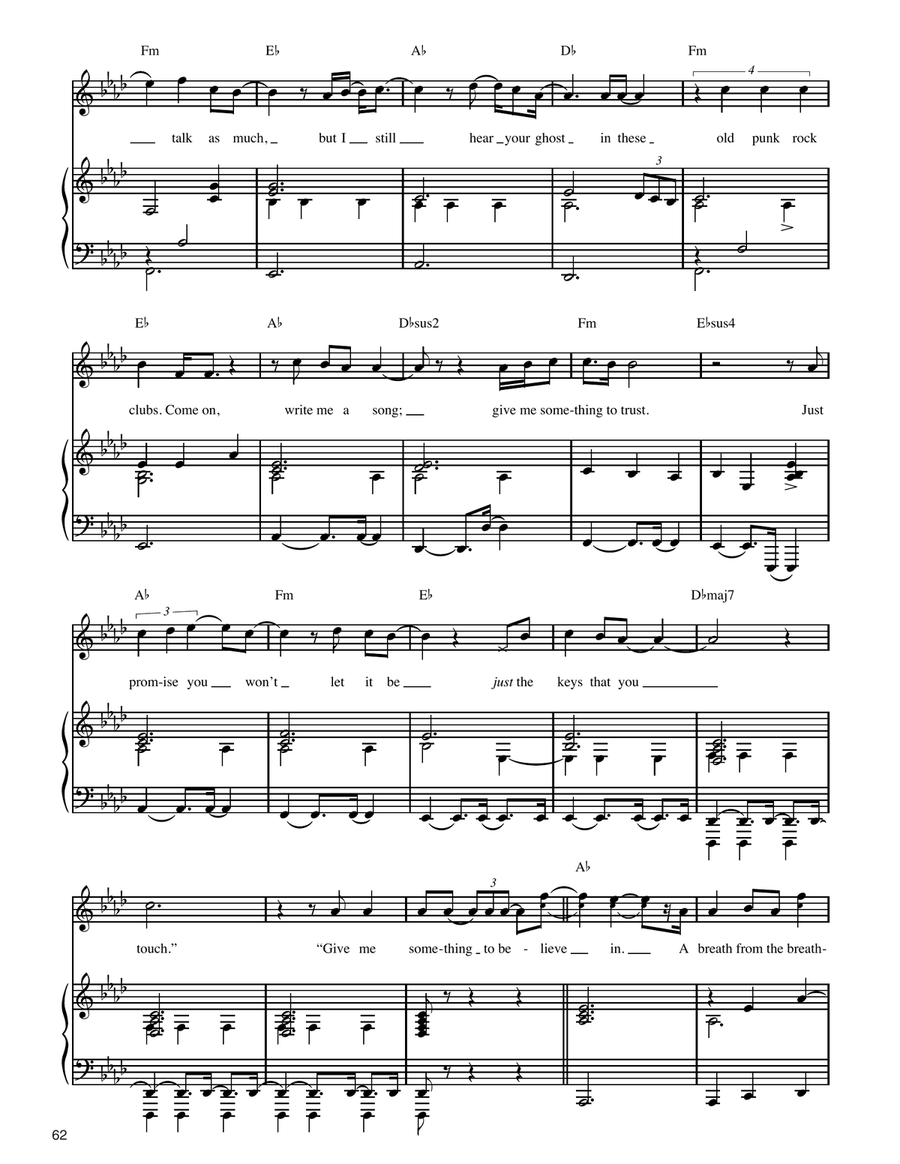Hammers And Strings (A Lullaby) Piano, Vocal, Guitar scores gallery preview page 3
