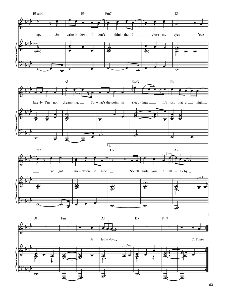 Hammers And Strings (A Lullaby) Piano, Vocal, Guitar scores gallery preview page 4