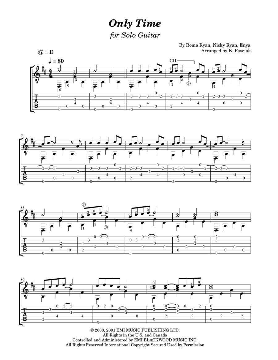 Only Time Acoustic Guitar scores gallery preview page 3