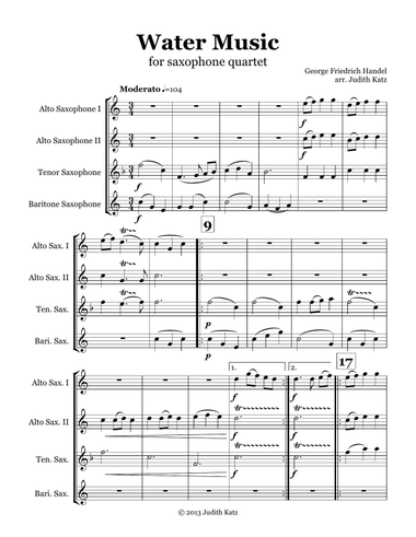 Water Music - for saxophone quartet