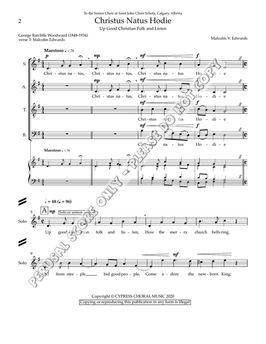 Christus Natus Hodie Christus Natus Hodie 4-Part scores gallery preview page 2