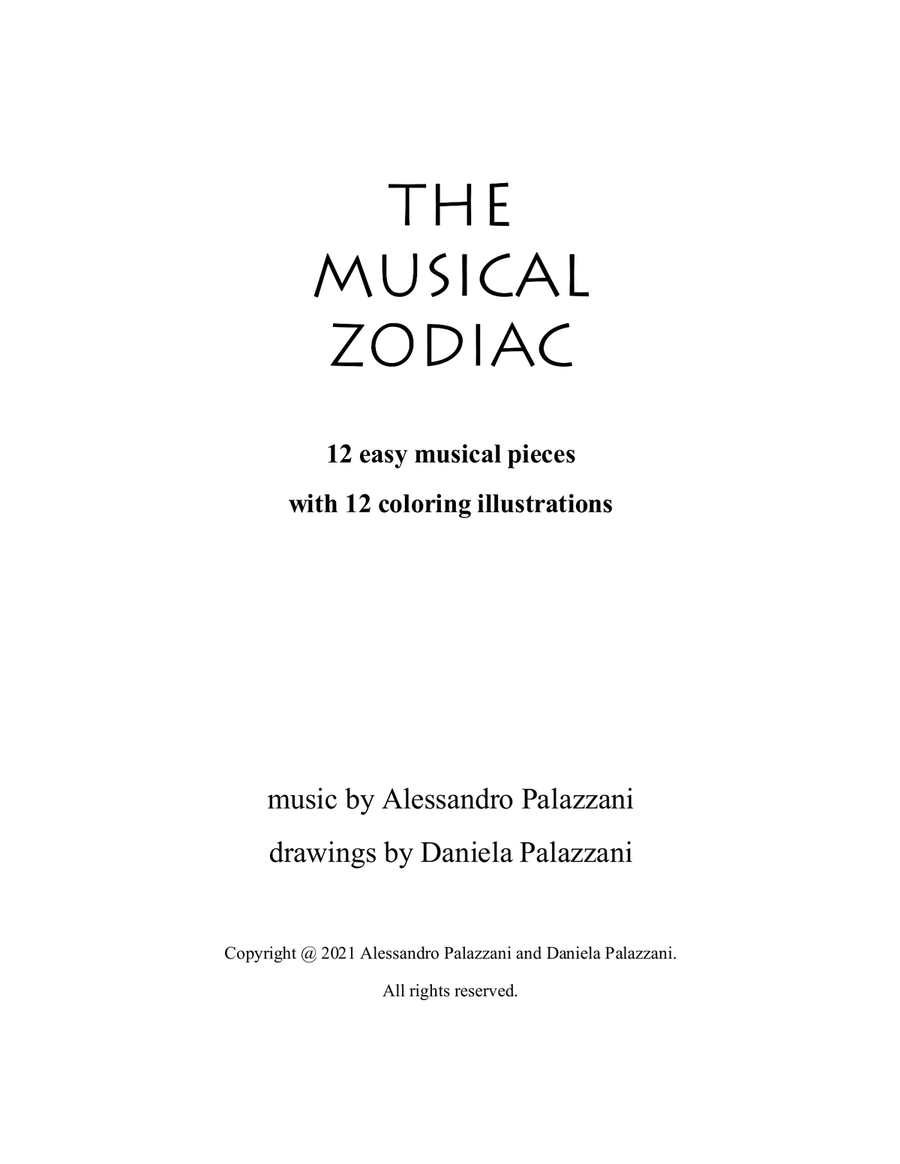 The Musical Zodiac: 12 easy pieces for piano with 12 coloring illustrations Piano Solo scores gallery preview page 2