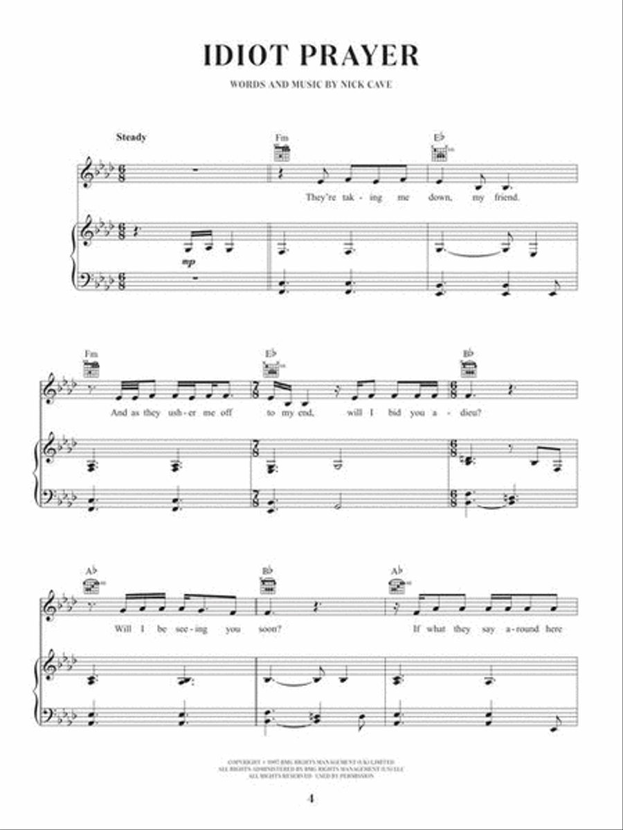 Nick Cave - Idiot Prayer Piano, Vocal, Guitar scores gallery preview page 4