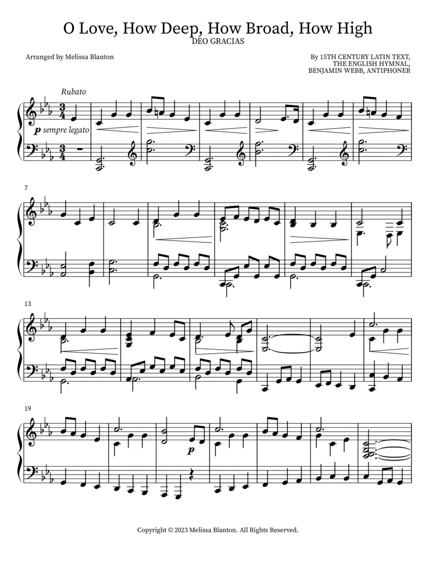 O Love, How Deep, How Broad, How High Piano Solo scores gallery preview page 1
