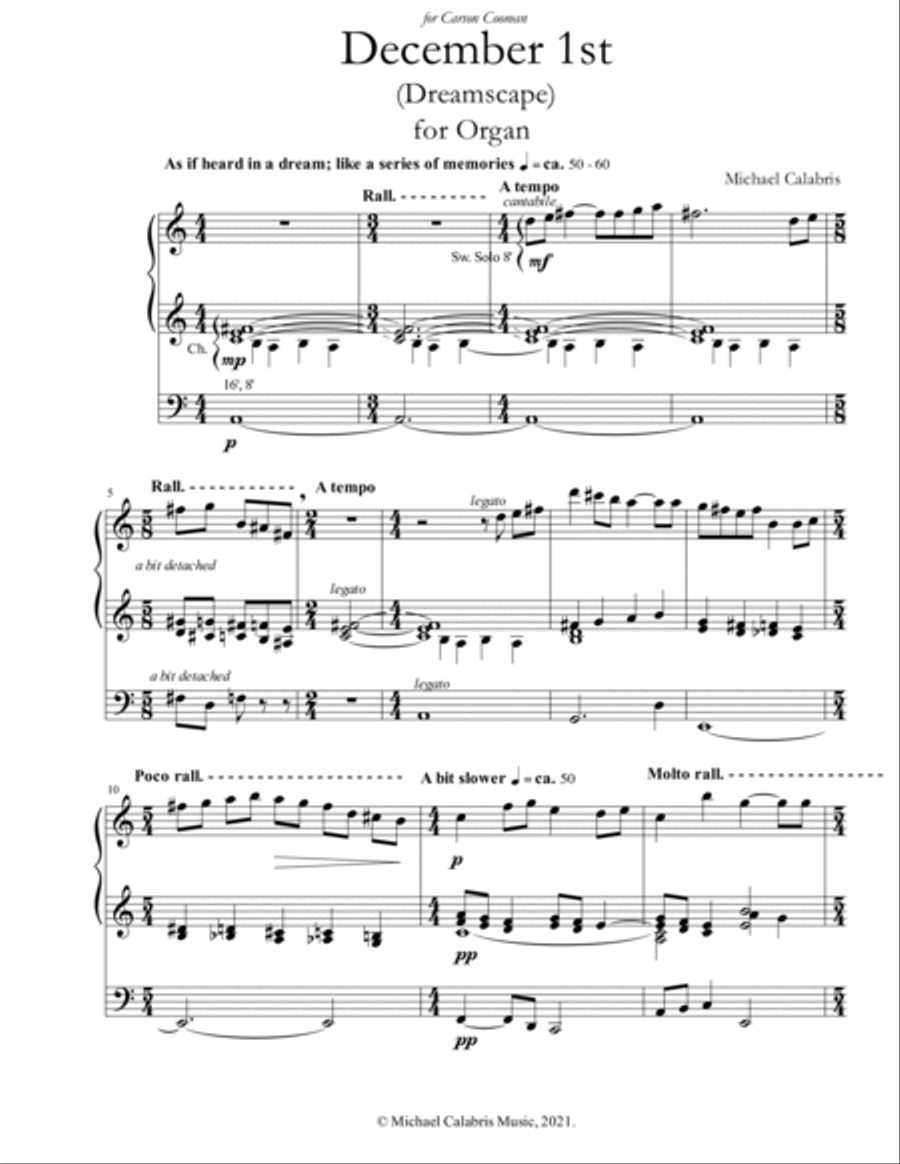 December 1st (Dreamscape) (for Organ) Organ Solo scores gallery preview page 3