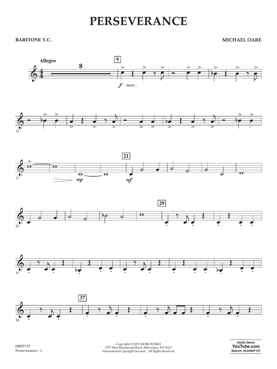 Perseverance - Baritone T.C. Concert Band scores gallery preview page 1