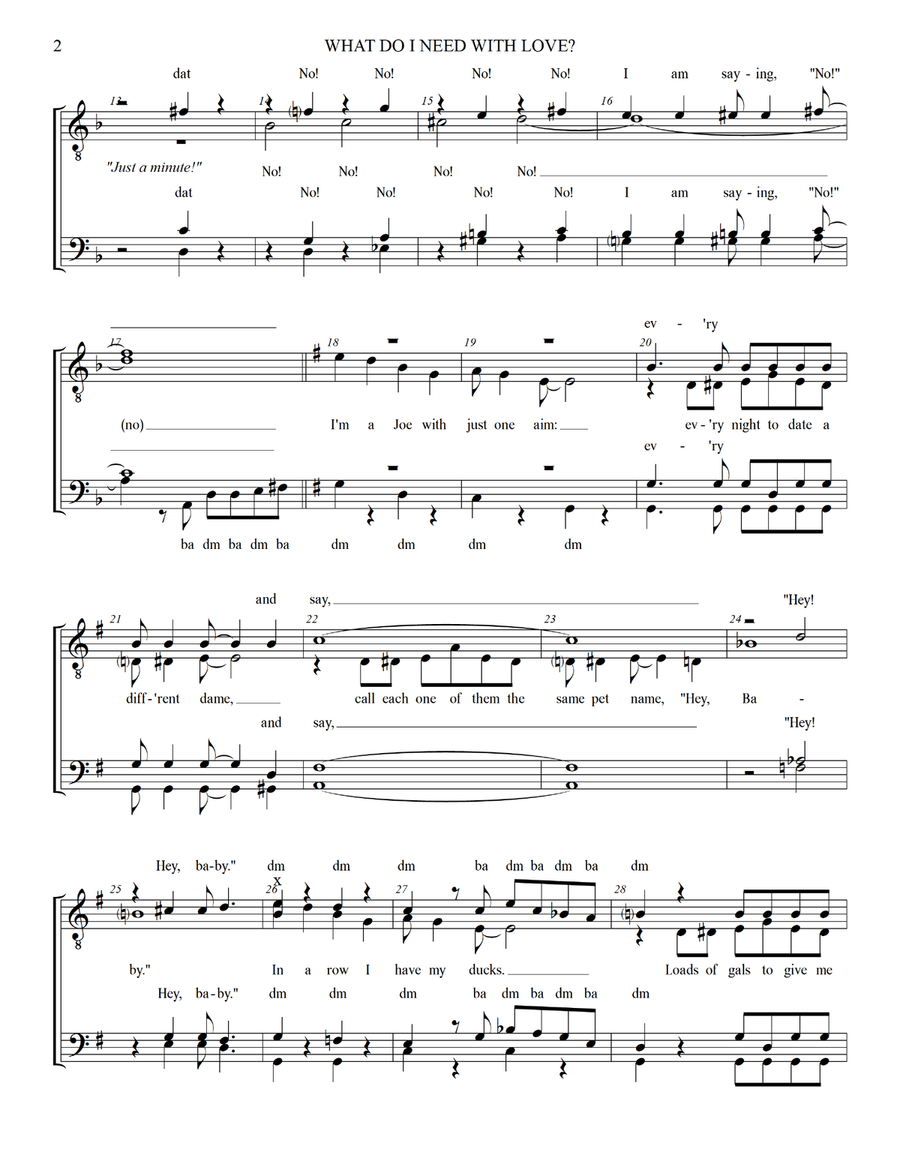 What Do I Need With Love What Do I Need With Love TTBB scores gallery preview page 2