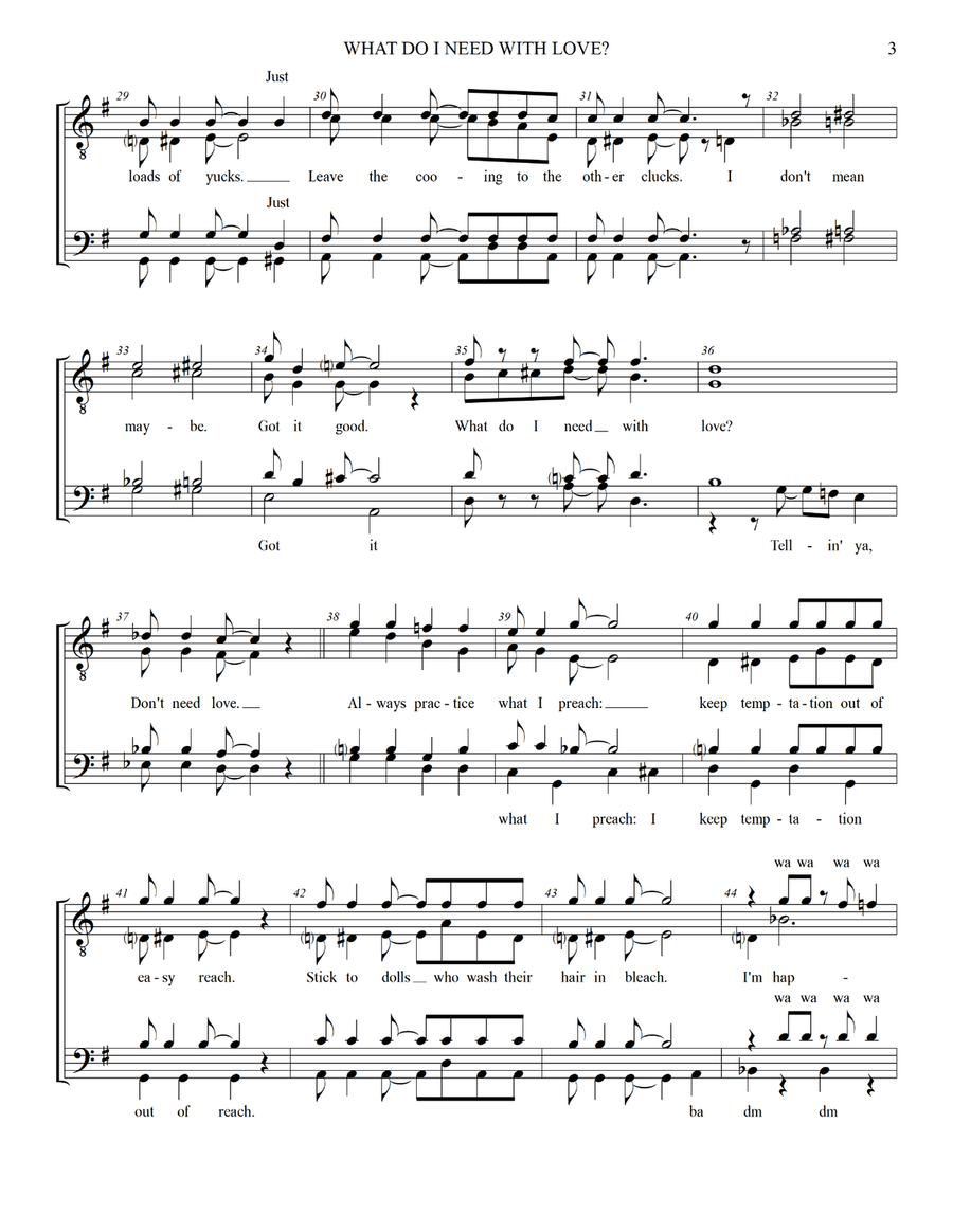 What Do I Need With Love What Do I Need With Love TTBB scores gallery preview page 3