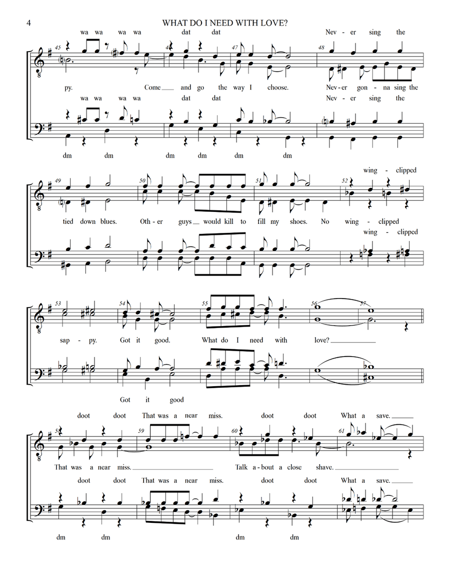 What Do I Need With Love What Do I Need With Love TTBB scores gallery preview page 4