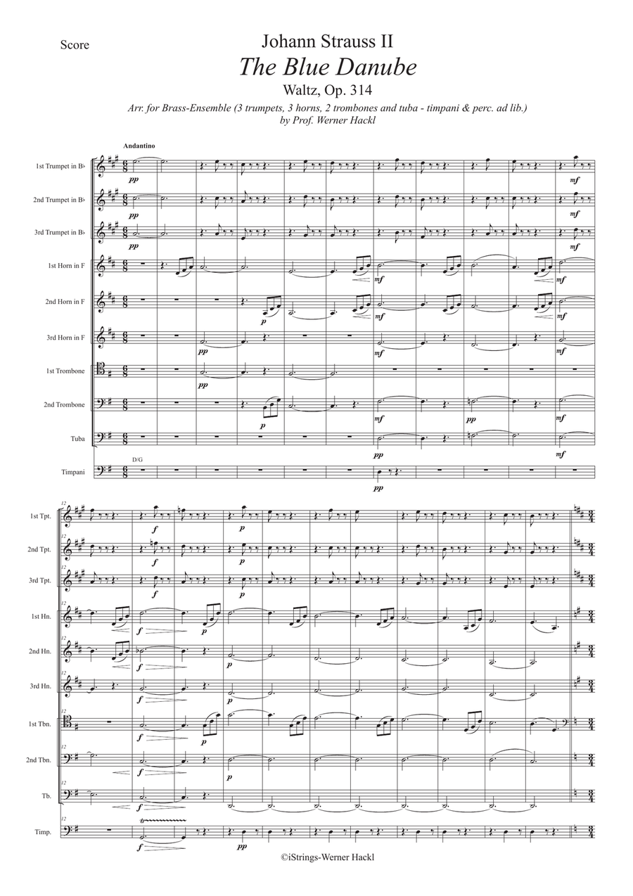The Blue Danube Waltz Op. 314 for brass ensemble Brass Ensemble scores gallery preview page 2